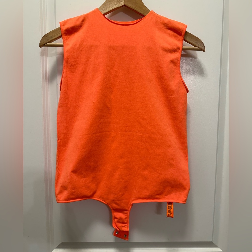 SKIMS Essential Crew Neck Sleeveless Bodysuit in Orange Highlighter